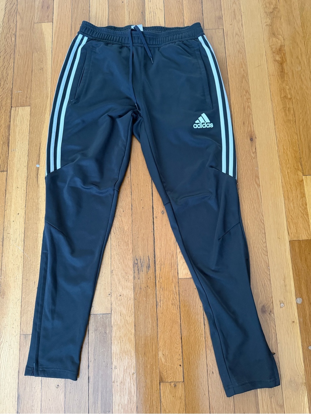 Men’s adidas Gray Joggers with White Triple Stripes